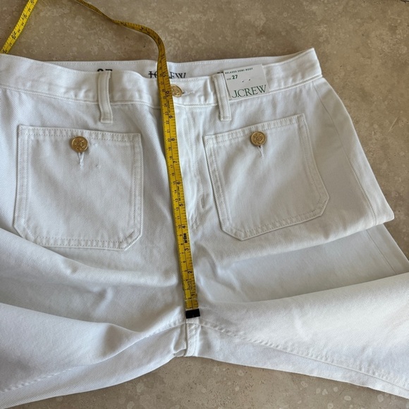 J Crew White Sailor Mid Rise Relaxed Demi Boot Jean Womens Size 27 Gold Buttons - Picture 8 of 16